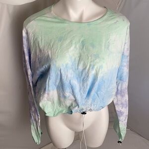 Southern Spirit multicolor grape burst tie dye long sleeve crop top M